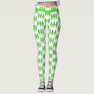 Art deco element in lime green Leggings