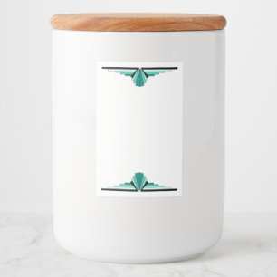 Art deco element in teal food label