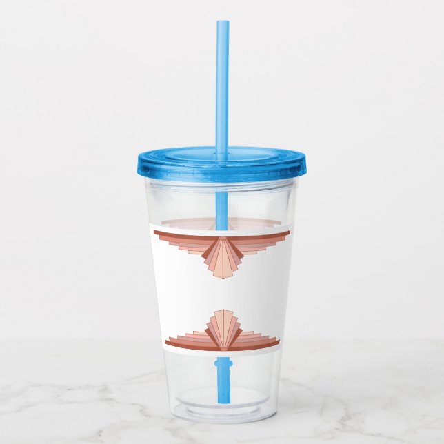 Art deco elements in a rose gold palette acrylic tumbler (Front)