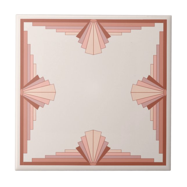 Art deco elements in a rose gold palette ceramic tile (Front)