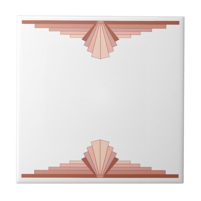 Art deco elements in a rose gold palette ceramic tile (Front)