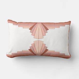 Art deco elements in a rose gold palette lumbar pillow