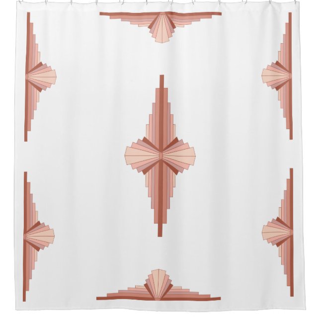 Art deco elements in a rose gold palette shower curtain (Front)