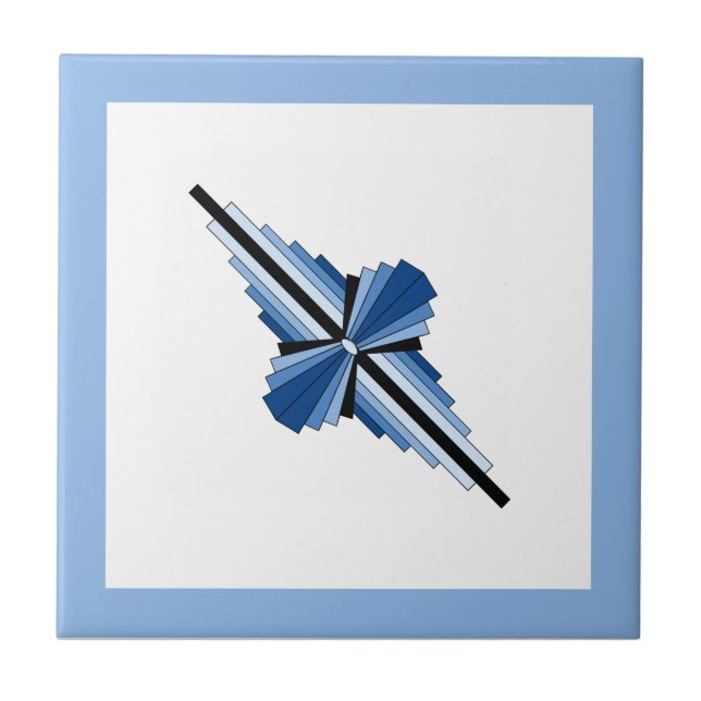 Art deco elements in blue, navy and black ceramic tile (Front)