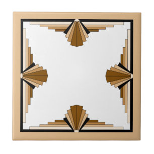 Art deco elements in dark & light tan ceramic tile