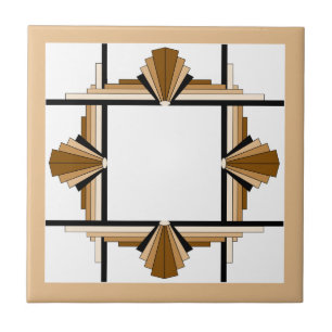 Art deco elements in dark & light tan ceramic tile