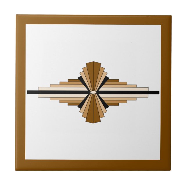 Art deco elements in dark & light tan ceramic tile (Front)