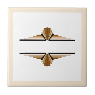 Art deco elements in dark & light tan ceramic tile