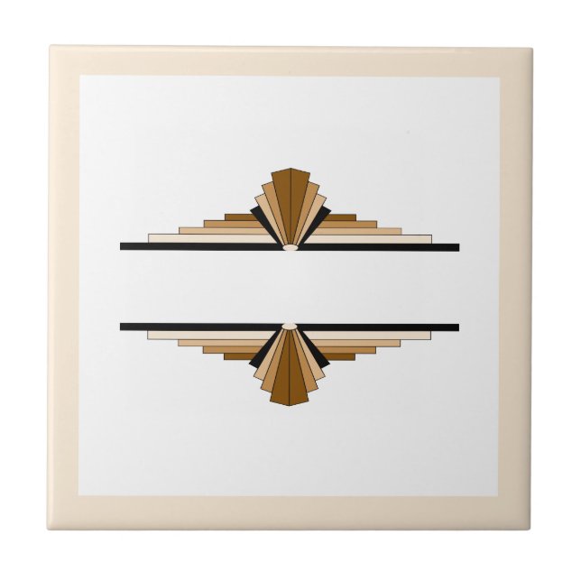 Art deco elements in dark & light tan ceramic tile (Front)