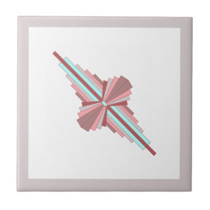 Art deco elements in dark rose & blue ceramic tile
