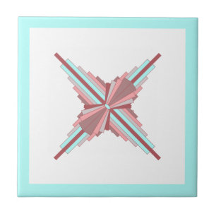 Art deco elements in dark rose & blue ceramic tile