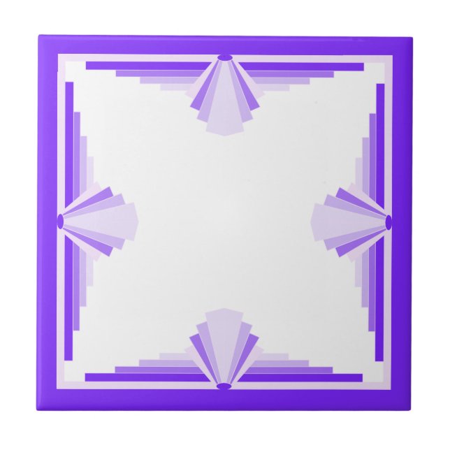 Art deco elements in deep and light purples ceramic tile (Front)