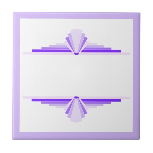 Art deco elements in deep and light purples ceramic tile (Front)