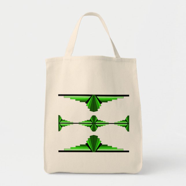Art deco elements in deep green tote bag (Front)