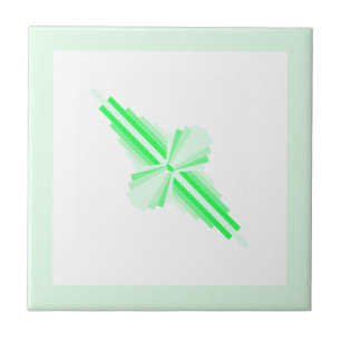 Art deco elements in fluoro teal green ceramic tile