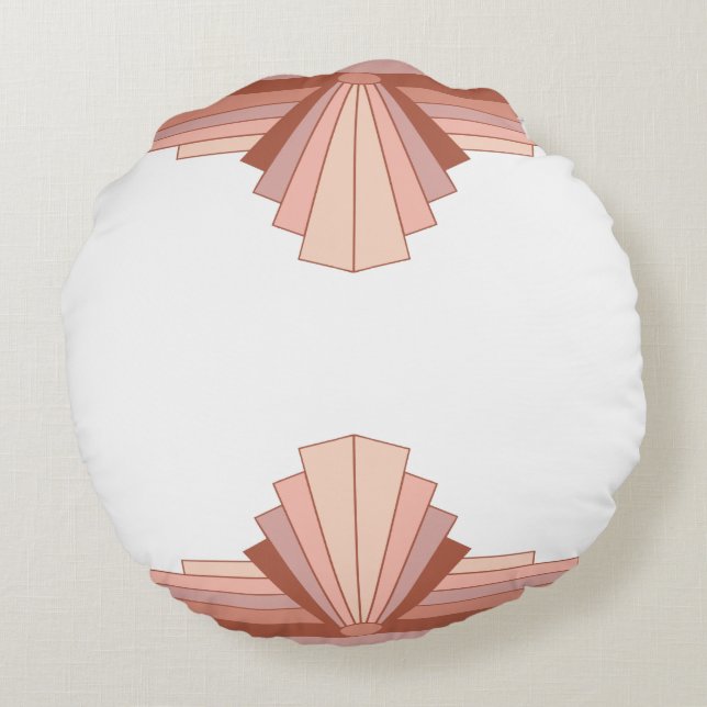 Art deco elements in full rose gold round pillow (Back)