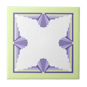 Art deco elements in grape, lemon & lilac ceramic tile