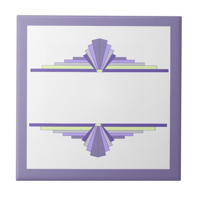 Art deco elements in lemon & purple ceramic tile (Front)