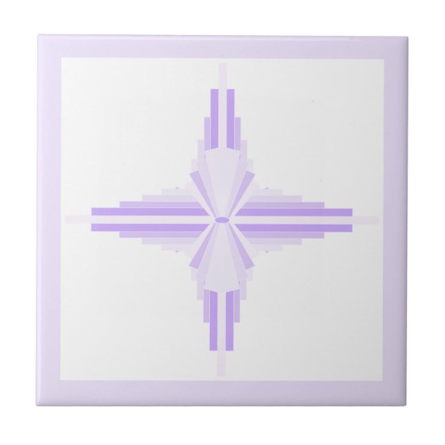 Art deco elements in light purples ceramic tile (Front)