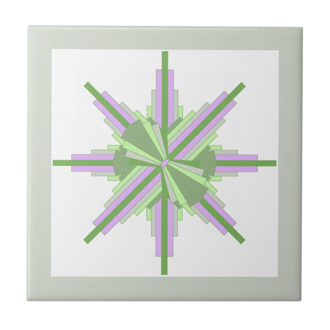 Art deco elements in lime & pink ceramic tile (Front)