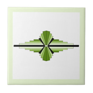 Art deco elements in mossy greens ceramic tile