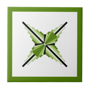 Art deco elements in mossy greens ceramic tile