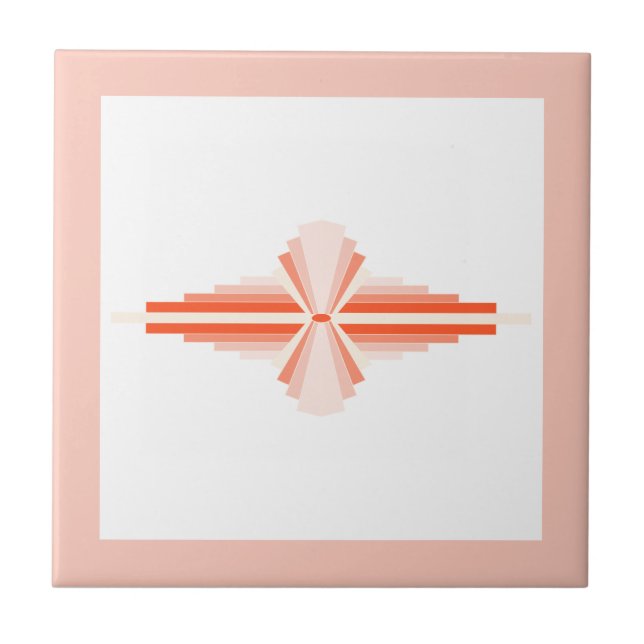 Art deco elements in orange and peach ceramic tile (Front)