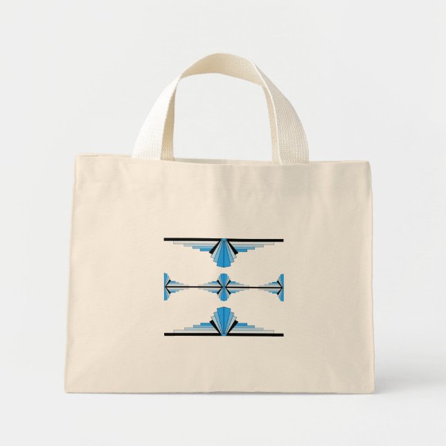 Art deco elements in pastel blue mini tote bag (Front)