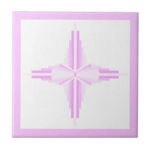 Art deco elements in pink ceramic tile