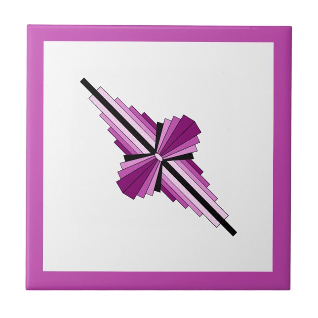 Art deco elements in raspberry & pink ceramic tile (Front)