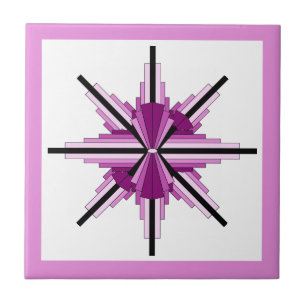 Art deco elements in raspberry & pink ceramic tile