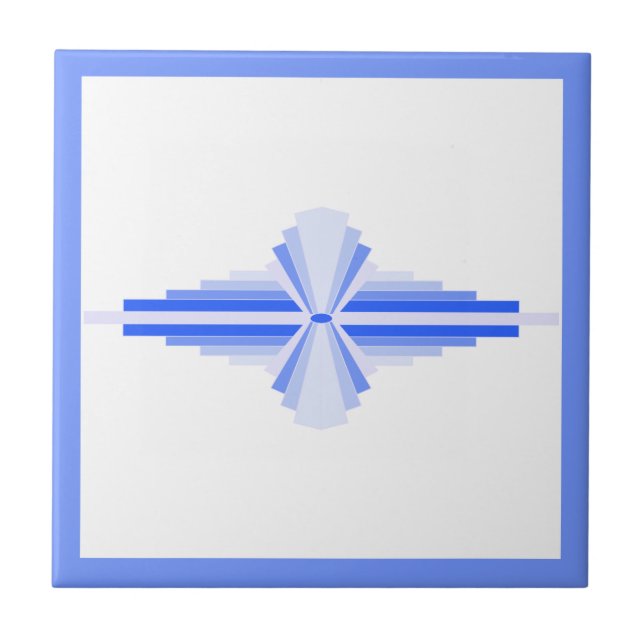 Art deco elements in rich blue ceramic tile (Front)