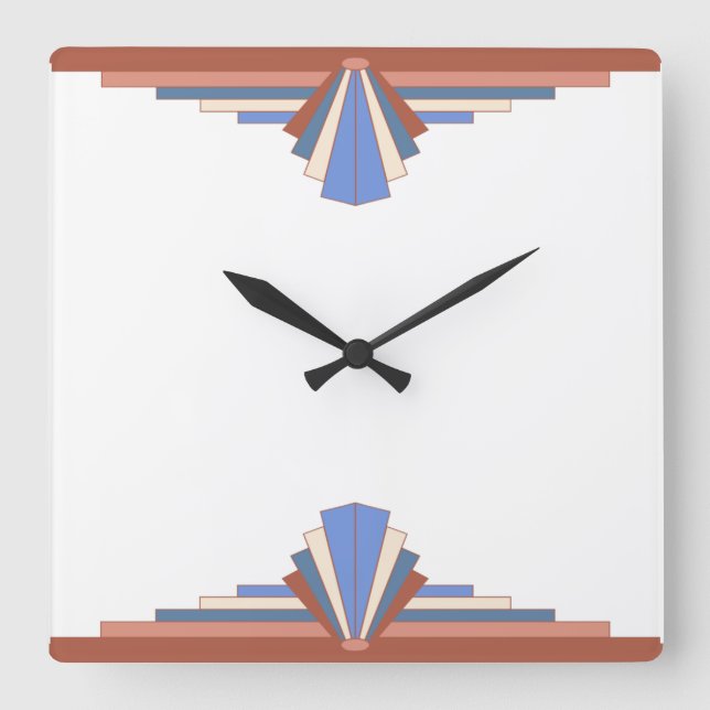 Art deco elements in rose gold & blue01 square wall clock (Front)
