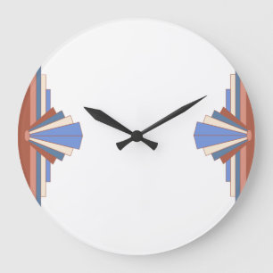Art deco elements in rose gold & blue05 large clock