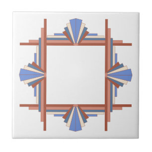 Art deco elements in rose gold & blue ceramic tile