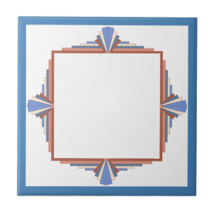 Art deco elements in rose gold & blue ceramic tile