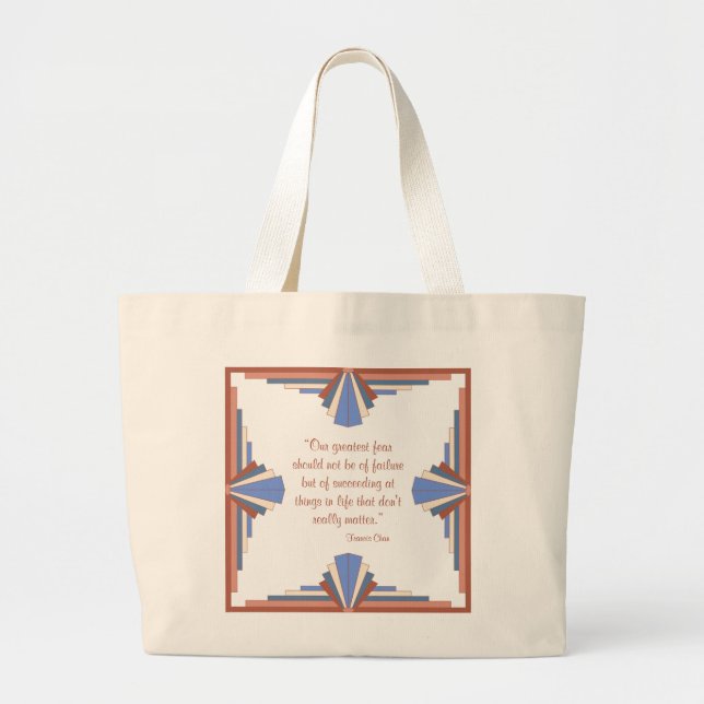 Art deco elements in rose gold & blue large tote bag (Front)