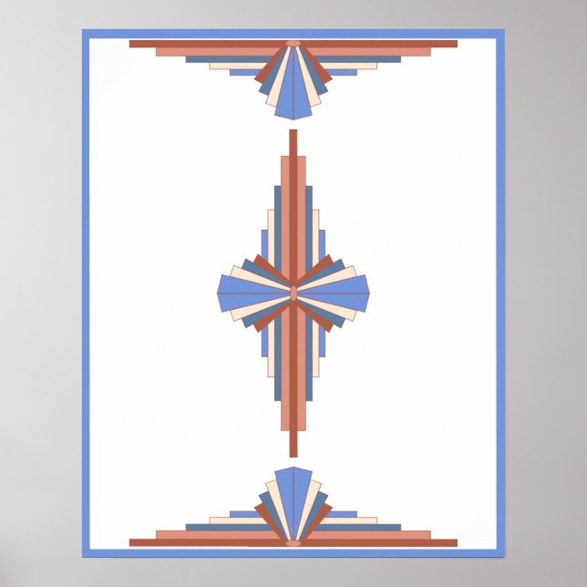 Art deco elements in rose gold & blue poster (Front)