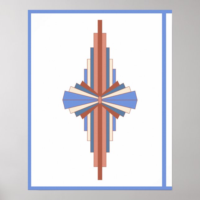 Art deco elements in rose gold & blue poster (Front)