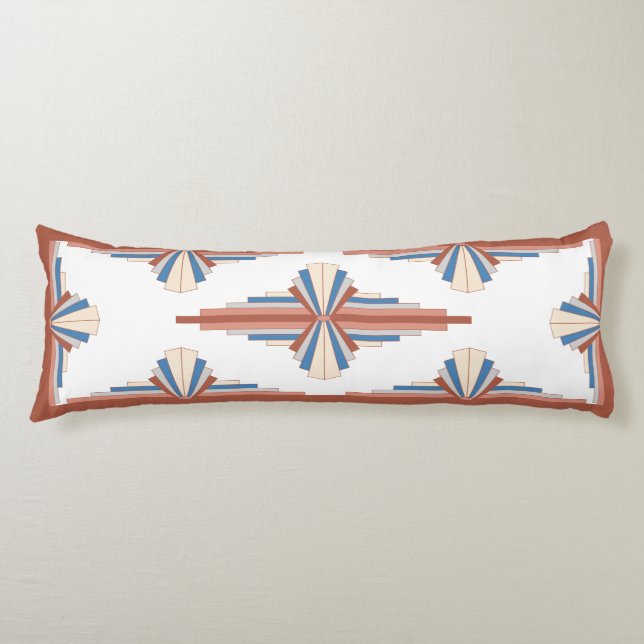 Art deco elements in rose gold,brown & blue body pillow (Front)