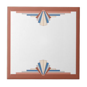 Art deco elements in rose gold,brown & blue ceramic tile