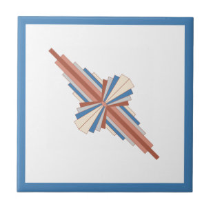 Art deco elements in rose gold,brown & blue ceramic tile