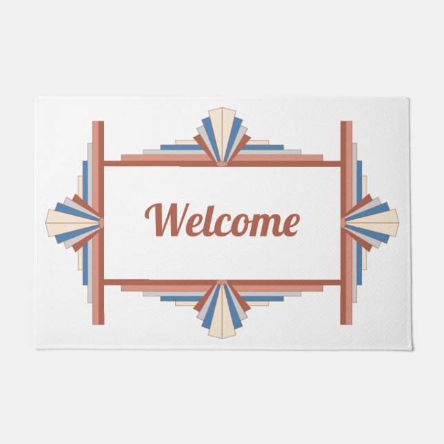 Art deco elements in rose gold, brown & blue mat (Front)