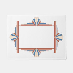 Art deco elements in rose gold,brown & blue Mat