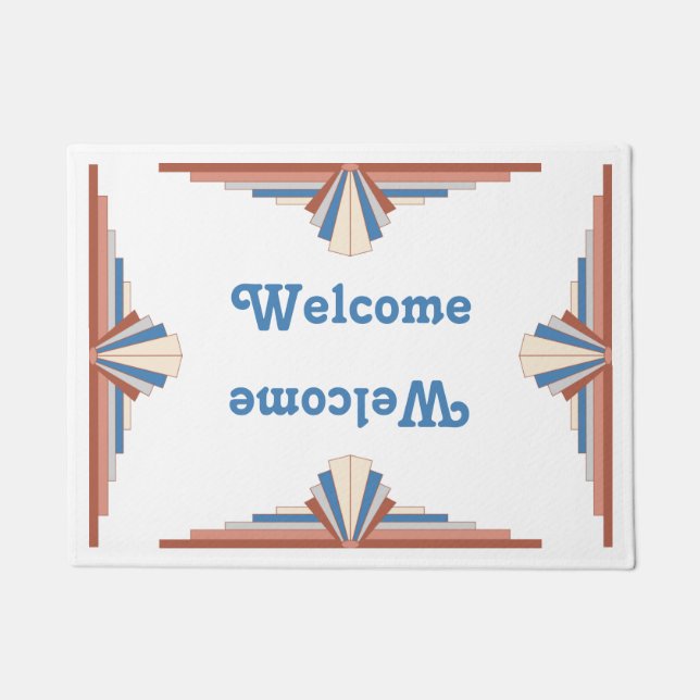 Art deco elements in rose gold, brown & blue mat (Front)