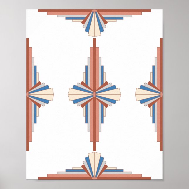 Art deco elements in rose gold,brown & blue poster (Front)
