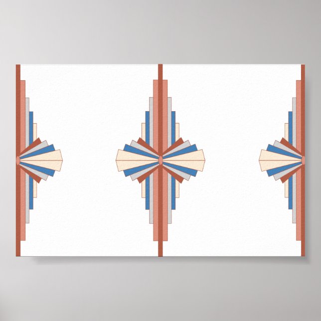 Art deco elements in rose gold,brown & blue poster (Front)