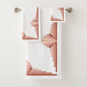 Art deco elements in rose gold palette bath towel set