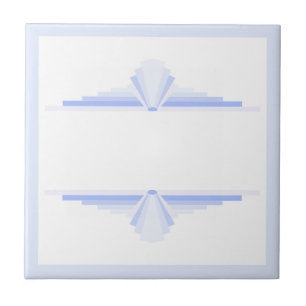 Art deco elements in soft cornflower blue ceramic tile