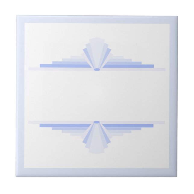 Art deco elements in soft cornflower blue ceramic tile (Front)